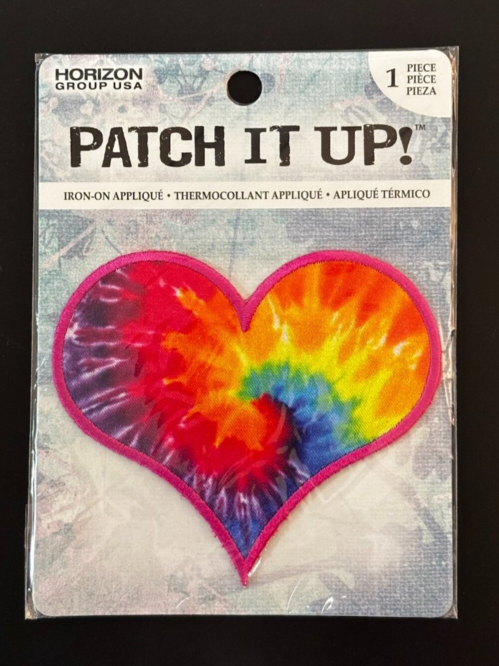 Tie Dye Heart Patch – Patch It Up Iron-On Appliqué Rainbow Retro Y2K Heart New